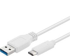 Kabel USB 3.2 priključek C/male - USB 3.0 A/male, bel, 0,5 m