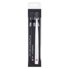 Curaprox Black Is White zobna ščetka z dvema vrstama vlaken 2 kos Odtenek black & white