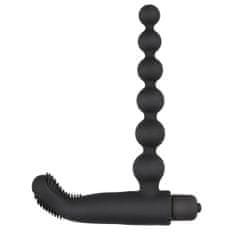 Easytoys Analni čep z vibratorjem Beaded Buddy, črn