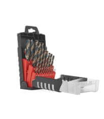 Tvardy T02002 25-delni komplet spiralnih svedrov za kovino HSS 1,0–13,0 mm črno-zlate barve