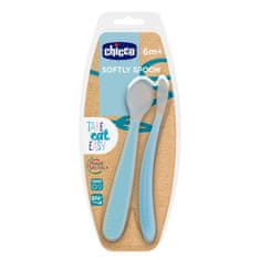 Chicco Silikonska žlica 2 kosa modra 6m+