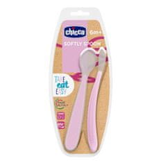 Chicco Silikonska žlica 2 kosa roza 6m+