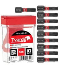 Tvardy T00179-25-10 Komplet udarnih vijačnih nastavkov T25 25mm S2