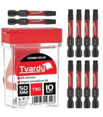 Tvardy T00180-50-10 Komplet udarnih vijačnih nastavkov T30 50mm S2