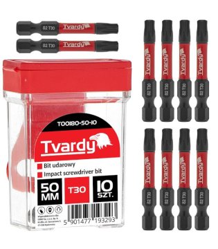 Tvardy T00180-50-10 Komplet udarnih vijačnih nastavkov T30 50mm S2