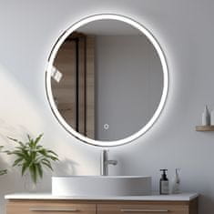 S6 Steklarstvo Šest Okroglo LED ogledalo S618A, fi 80cm, LED kopalniško ogledalo, 3 barve, dimmer, antifog