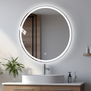 S6 Steklarstvo Šest Okroglo LED ogledalo S618A, fi 80cm, LED kopalniško ogledalo, 3 barve, dimmer, antifog