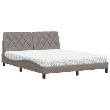Vidaxl Postelja z vzmetnico taupe 160x200 cm blago