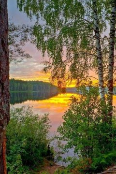 NORIMPEX Diamantna slika Sončni zahod nad jezerom 30x40cm