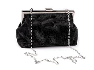 Torbica - saten s kristali - črno srebrna
