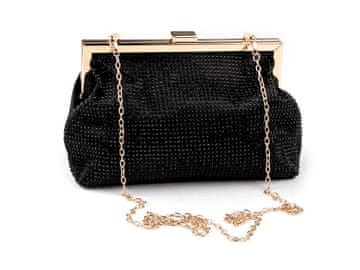 Torbica - saten s kristali - črna zlata