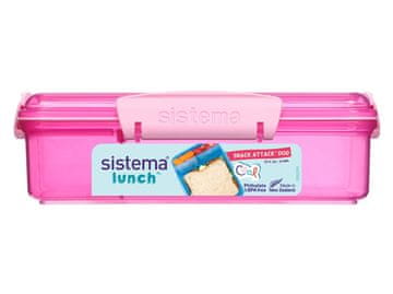 Sistema Split Snack Box škatla za kosilo Snack Attack Duo z dvema ločenima predaloma 975 ml, roza