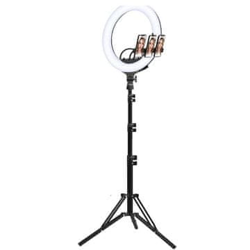 MG Mirror Selfie krožka LED svetloba + statív 2.1m, črna