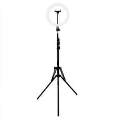 MG Selfie krožka LED svetloba + statív 2.1m, črna