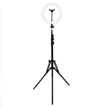 MG Selfie krožka LED svetloba + statív 2.1m, črna