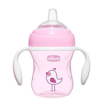 Chicco Prva vadbena skodelica z mehkim ustnikom, roza barve