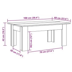 Vidaxl Klubska mizica črna 100x60x42 cm iverna plošča