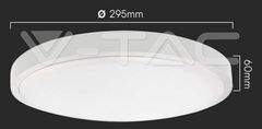 V-TAC LED plafonjera 18W 3000K 1830lm z mikrovalovnim senzorjem+daljinec IP44 bela