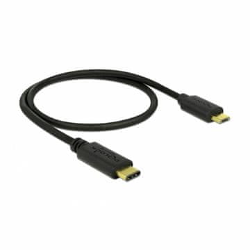 Delock kabel USB 2.0 TipC - TipB Mikro 0,5m črn 83333