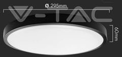 V-TAC LED plafonjera 18W 4000K 1830lm z mikrovalovnim senzorjem+daljinec IP44 črna