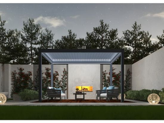 MS VISCOM Bioklimatska pergola 4 x 2,86 m; temno siva