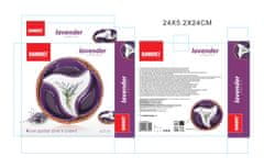 Banquet Komplet sklede, 4 kosi, d.23cm LAVENDER, v košarici, keramika/pletivo