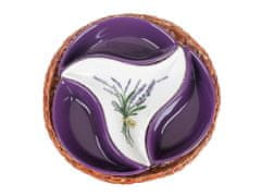 Banquet Komplet sklede, 4 kosi, d.23cm LAVENDER, v košarici, keramika/pletivo