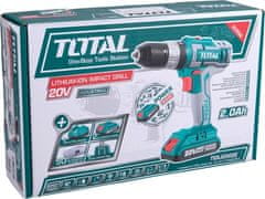Total Total TIDLI2002E akumulatorski vrtalni vijačnik s kladivom, 20V Li-ion (2x), 2000mAh, v torbici, set 50 kom.