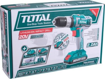 Total Total TIDLI2002E akumulatorski vrtalni vijačnik s kladivom, 20V Li-ion (2x), 2000mAh, v torbici, set 50 kom.