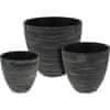 Lonec za rože KO-066900350 Komplet 3 keramičnih cvetličnih lončkov, črne barve