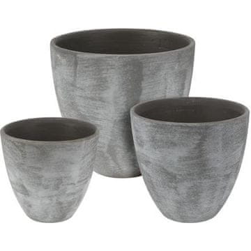 ProGarden ProGarden KO-066900340 Set 3 keramičnih cvetličnih lončkov sive barve