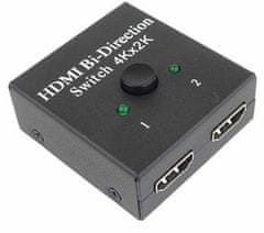 PremiumCord Stikalo HDMI 4K, FULL HD 1080p dvosmerno 2-1 ali 1-2