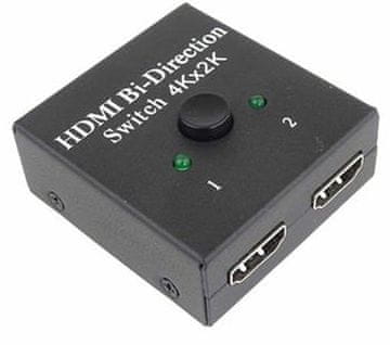 PremiumCord Stikalo HDMI 4K, FULL HD 1080p dvosmerno 2-1 ali 1-2