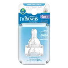 DR.BROWN'S Steklenični cucelj Možnosti+ ozek 9m+, silikonski 2 kosa