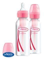 DR.BROWN'S Antikolična steklenička Options+ ozka 2x250 ml, plastična, roza