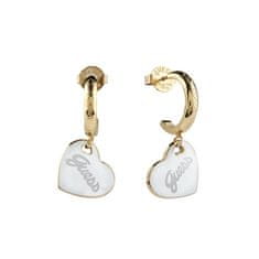 Guess Vintage Guess pozlačeni uhani z obeskom v obliki srca JUBE05151JWYGWHT/U