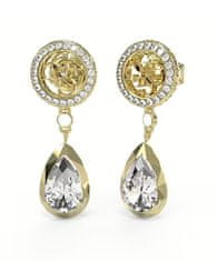 Guess Bleščeči pozlačeni uhani 4G Light JUBE05235JWYGT/U