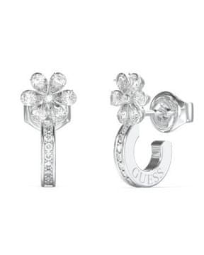 Guess Jekleni polkrožni uhani s cvetovi lilije JUBE05110JWRHT/U