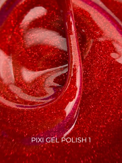 shumee TOUCH Pixi gel lak 01 - hibridni lak z bleščicami svetlo rdeče barve, 9 ml