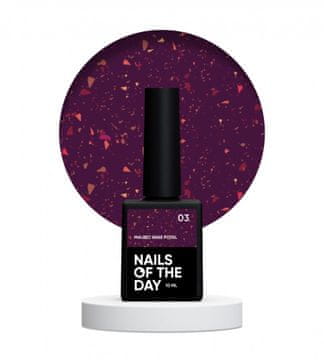 shumee NAILSOFTHEDAY Malbec baza Potal 03 - vitražna temno vijolična hibridna baza z zlatimi kosmiči, 10 ml