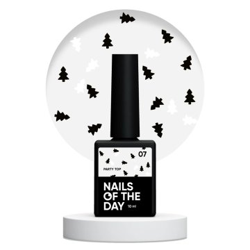 shumee NAILSOFTHEDAY Party top 07 - prozoren top s črno-belimi jelkami, nelepljiva plast, 10 ml.
