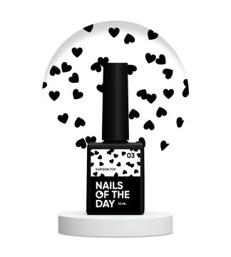 shumee NAILSOFTHEDAY Kupidon top 03 - top s črnimi srčki brez lepljive plasti, 10 ml