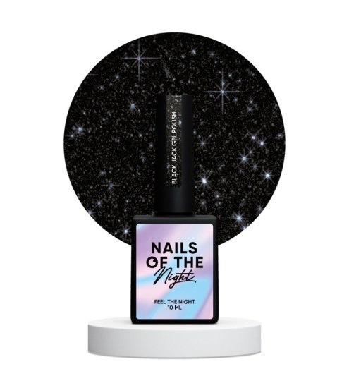 shumee NAILSOFTHENIGHT Black Jack - črno-srebrni hibridni lak za nohte z odsevnimi delci, 10 ml