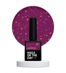 shumee NAILSOFTHEDAY Malbec baza Potal 01 - vitraž temno roza hibridna baza z zlatimi lističi, 10 ml