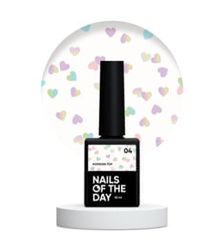shumee NAILSOFTHEDAY Kupidon top 04 - top s holografskimi srčki brez lepljive plasti, 10 ml