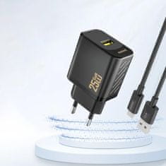 DUDAO A27S GaN polnilnik USB 25W, črna