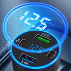 MG Four Port avto polnilec 2x USB-C / 2x USB 50W, črna