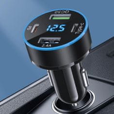 MG Four Port avto polnilec 2x USB-C / 2x USB 50W, črna