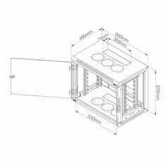 Triton kabinet zidni 6U 370 600x500 siv sestavljen snemljive stranice