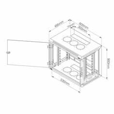 Triton kabinet zidni 18U 900 600x500 siv sestavljen snemljive stranice